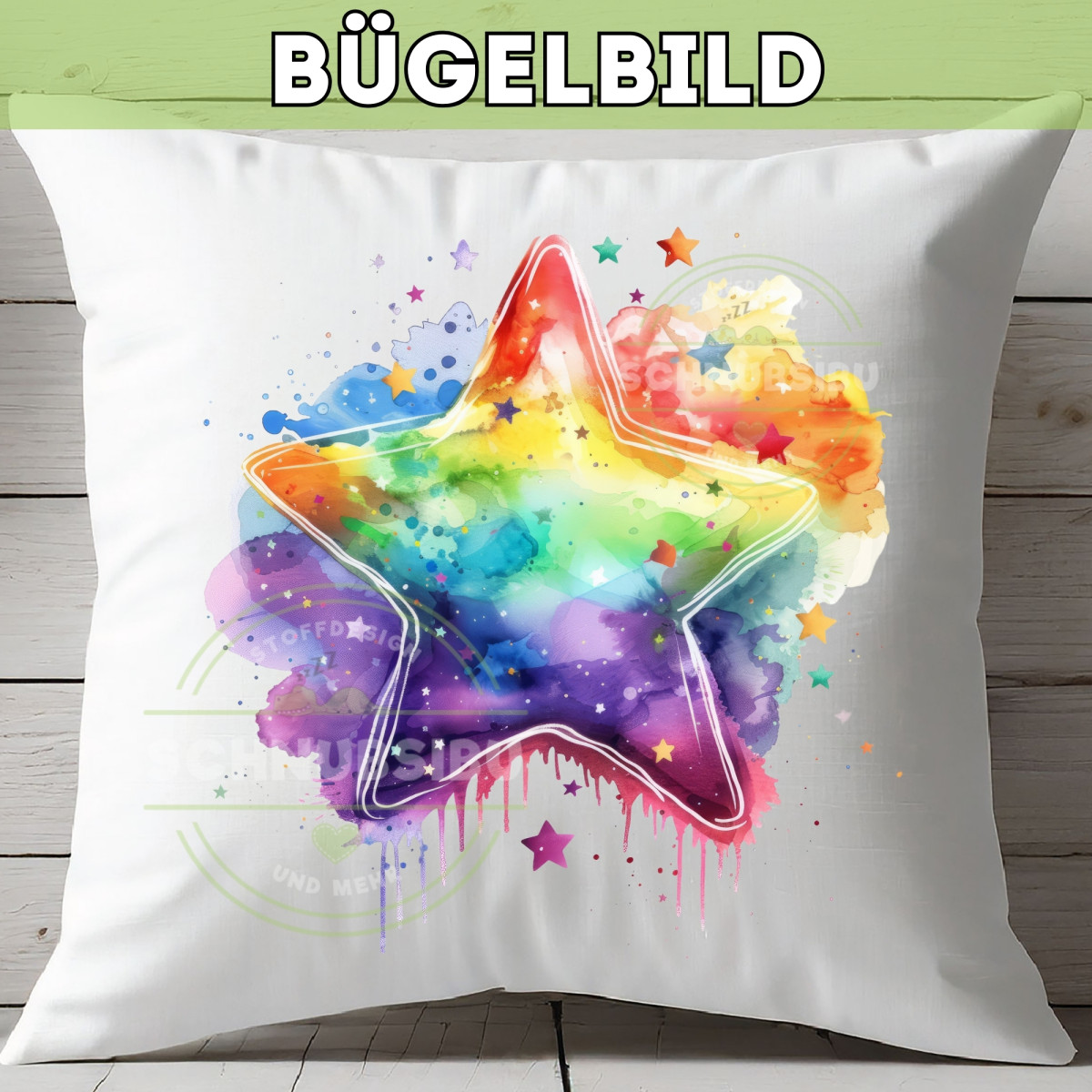 Bügelbild Regenbogenstern